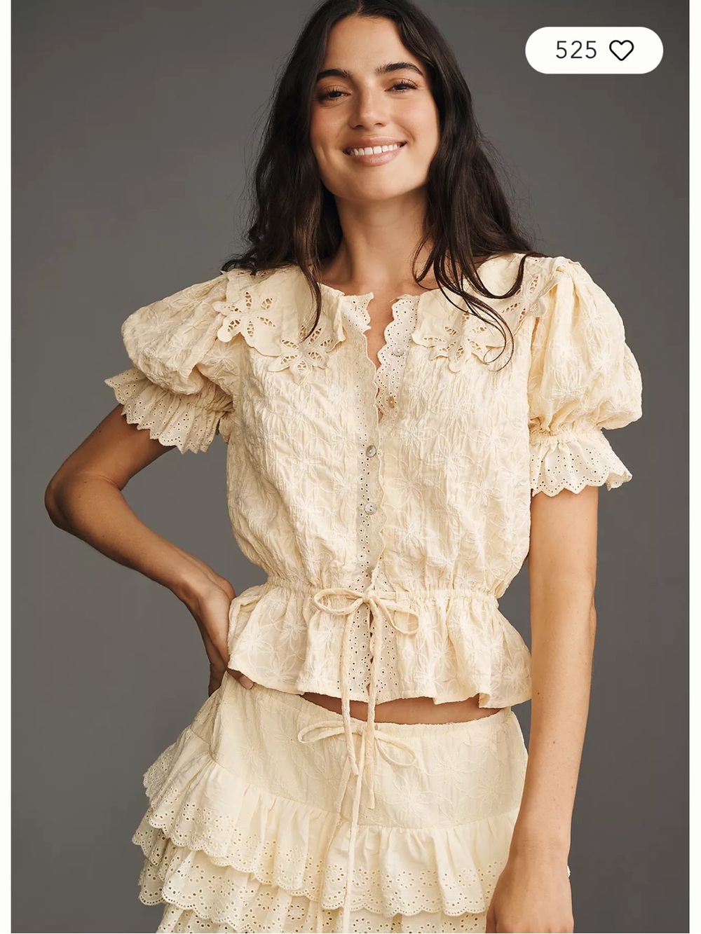 NWT Anthropologie x Jacquie The Label Janice Puff-Sleeve Ruffled Blouse